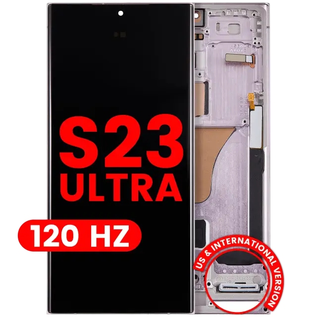 Écran OLED avec châssis pour Samsung Galaxy S23 Ultra (version US & internationale, compatible premium, 120 Hz, Lavender)
