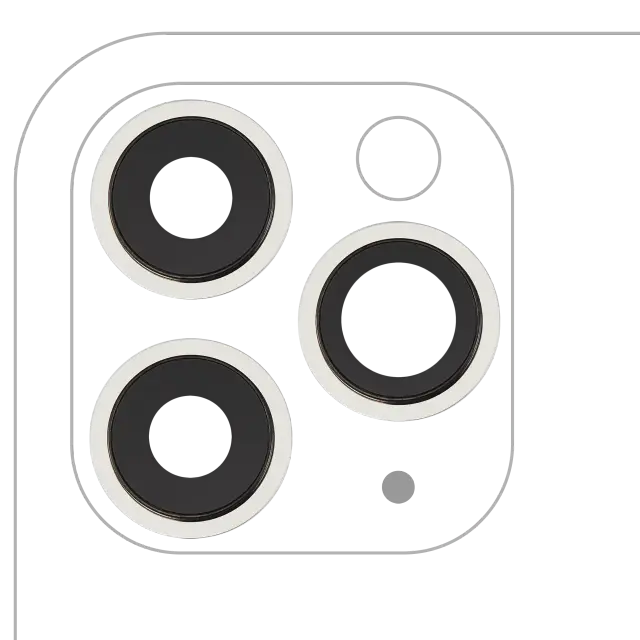 Lentille de caméra arrière avec support et anneau pour Apple iPhone 11 Pro / Pro Max (lot de 3, Real Sapphire, premium, blanc)