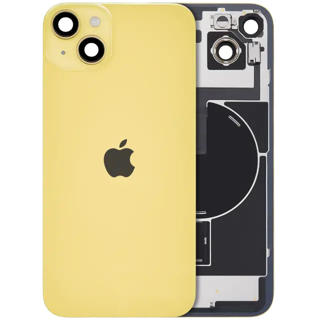 Vitre arrière avec MagSafe, NFC et nappe flash pour Apple iPhone 14 Plus (origine, jaune)