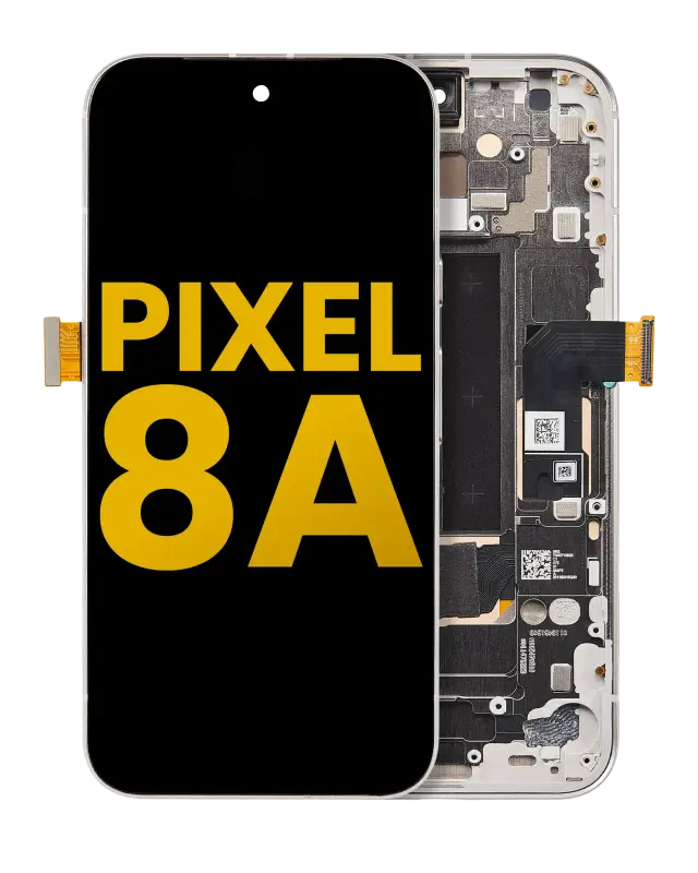 Écran OLED avec châssis et capteur d’empreintes pour Google Pixel 8A (reconditionné, Porcelain)