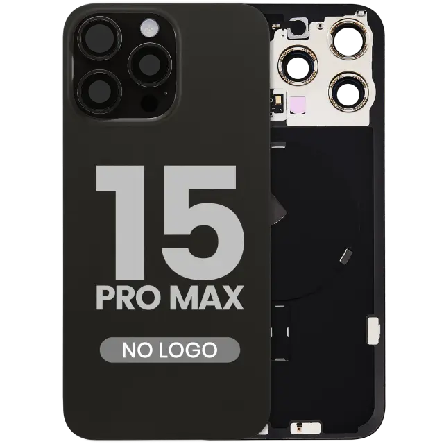 Vitre arrière pour Apple iPhone 15 Pro Max (sans logo, compatible, titane noir) — réf. 107082130572