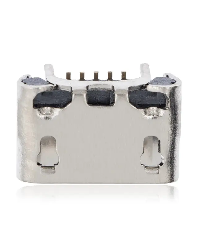 Connecteur de charge à souder — format Micro B, 5 broches, 4 points de fixation (C180)
